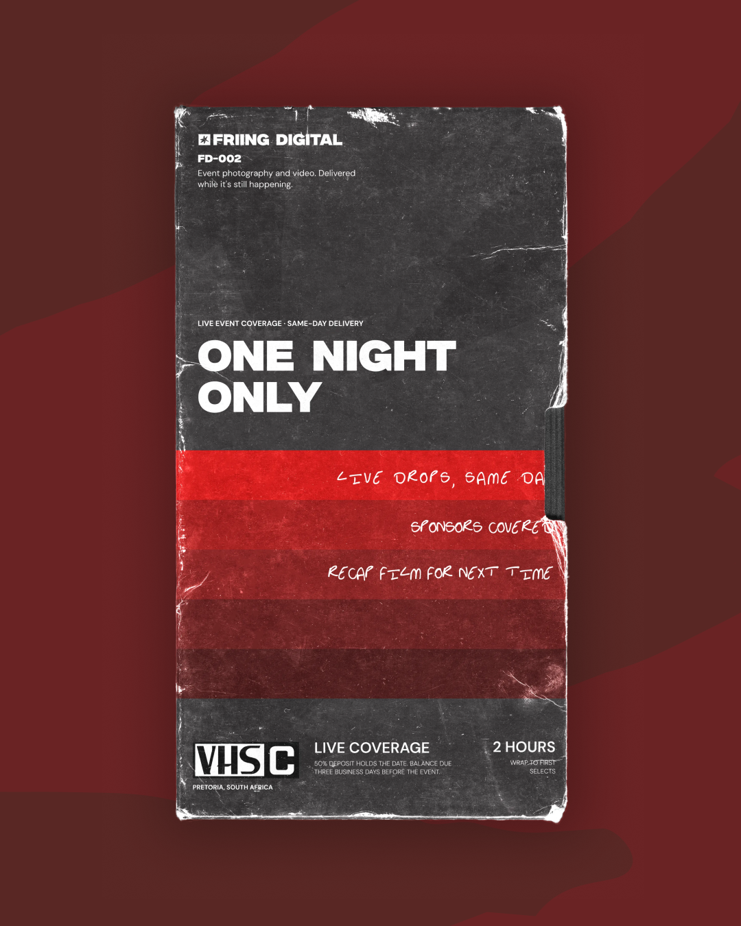 One Night Only tape, front of sleeve
