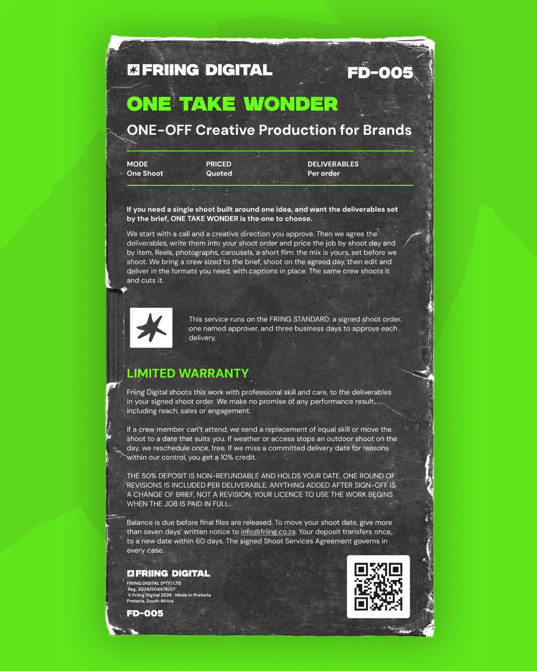 One Take Wonder tape, back of sleeve