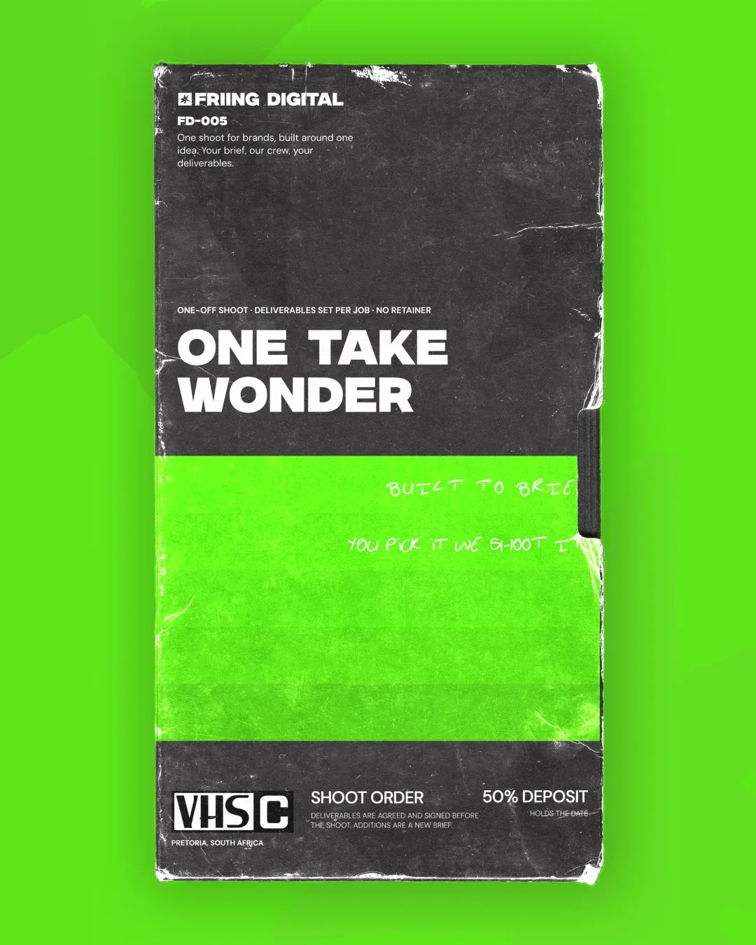One Take Wonder tape, front of sleeve